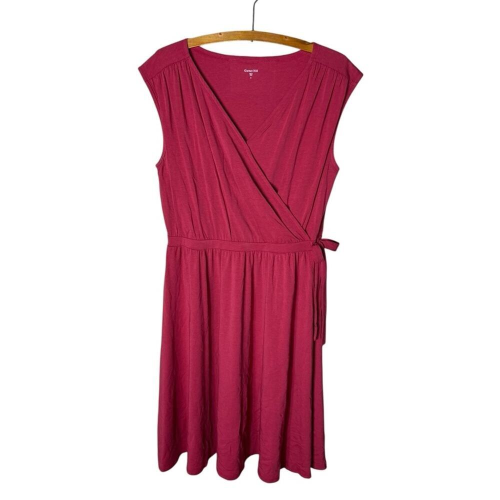 Garnet Hill Women’s Small Faux Wrap Dress Sleeveless Tie Waist